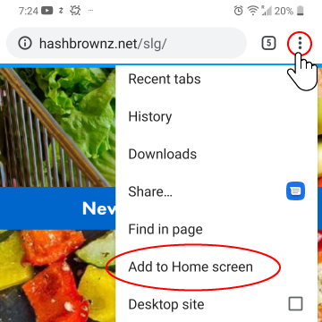 Creating a mobile shortcut using Chrome